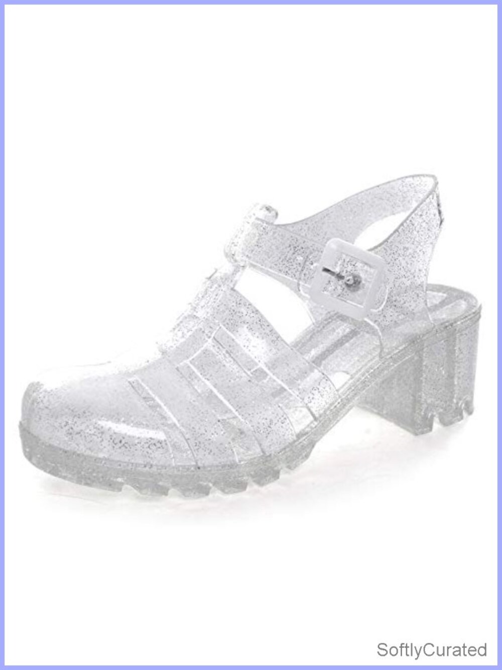 Crystal Jelly Slingback Block Heel Sandals Waterproof Gladiator Summer Beach